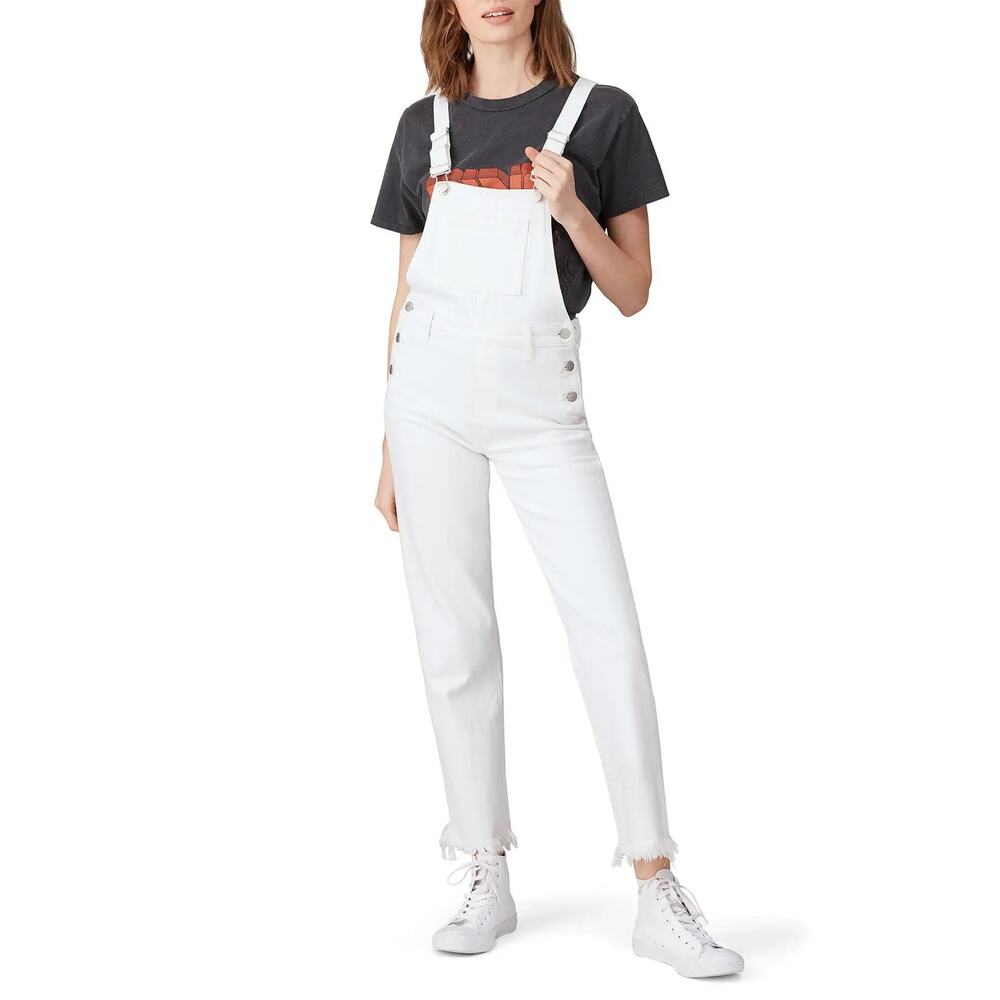 J Brand Size XS 0-2 White Jules Denim Raw Hem Skinny Overalls 1 PC boho